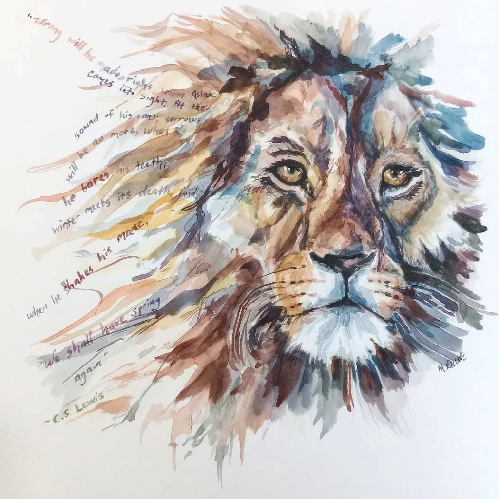 Aslan, watercolor, 12x12