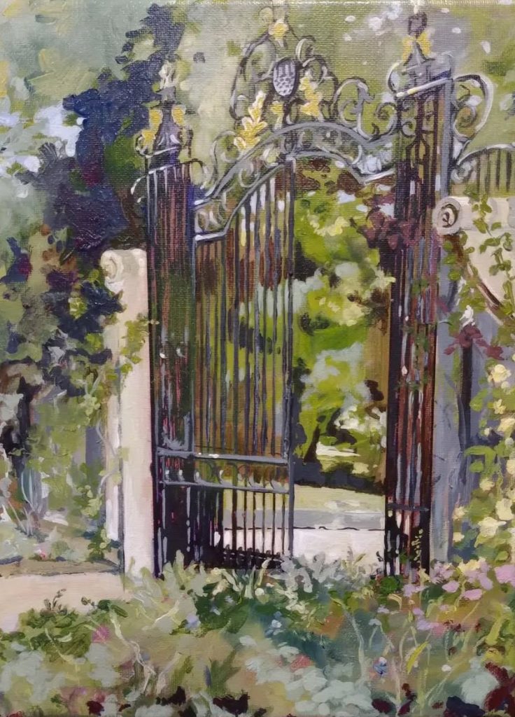 Gate to Addison's Walk, acrylic, 11x14
