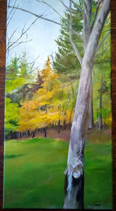 Putting the finishing touches on this oil painting. An autumnal scene from our neck of the woods.